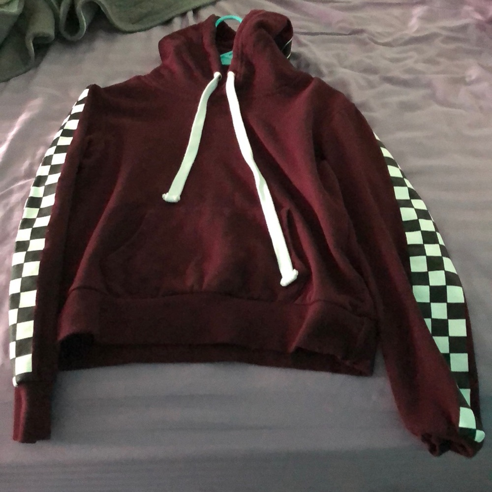 Maroon checkered hoodie